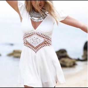 White Crochet Romper